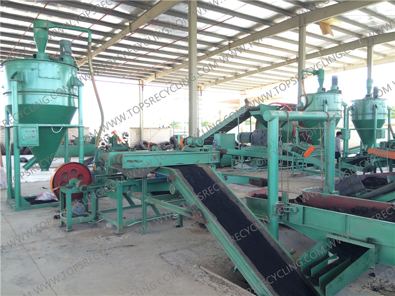 Double rollers cracker mill for waste tyre recycling